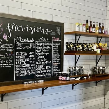 Provisions - a chalkboard with a menu on it - Coffee & Tea Near Me - Chattanooga, Tennessee