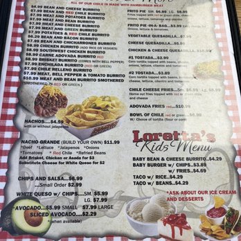 Loretta's Burrito Hut - Menu - New Mexican Cuisine Near Me - Tucumcari, New Mexico Loretta's Burrito Hut - Menu - New Mexican Cuisine Near Me - Tucumcari, New Mexico