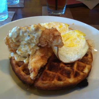 Whiskey Cake - Chicken and bacon waffles. Just fantastic! - New American Near Me - Plano, Texas Whiskey Cake - Chicken and bacon waffles. Just fantastic! - New American Near Me - Plano, Texas