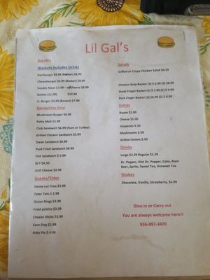 Menu photo 1 Little Gal's Zavalla, TX