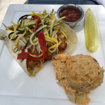 Latitudes - Sunset Key Cottages - Key West Fish Tacos with Jamaican Jerk Potato Salad - Seafood Near Me - Key West, Florida Latitudes - Sunset Key Cottages - Key West Fish Tacos with Jamaican Jerk Potato Salad - Seafood Near Me - Key West, Florida