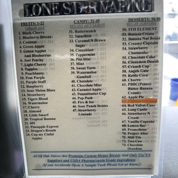 Lone Star Vaping Vape Shop - Half of the flavors offered - Vape Shops Near Me - San Antonio, Texas Lone Star Vaping Vape Shop - Half of the flavors offered - Vape Shops Near Me - San Antonio, Texas
