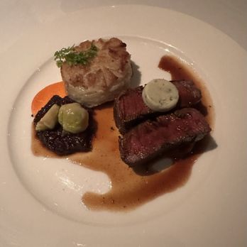 Gary Danko - Seared Filet of Beef with Potato Gratin, Broccoli, Miso Butter, and Wild Mushroom Essence - New American Near Me - San Francisco, California