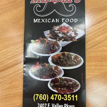 Mendoza's Mexican Food - Menu Cover - Mexican Near Me - Escondido, California Mendoza's Mexican Food - Menu Cover - Mexican Near Me - Escondido, California