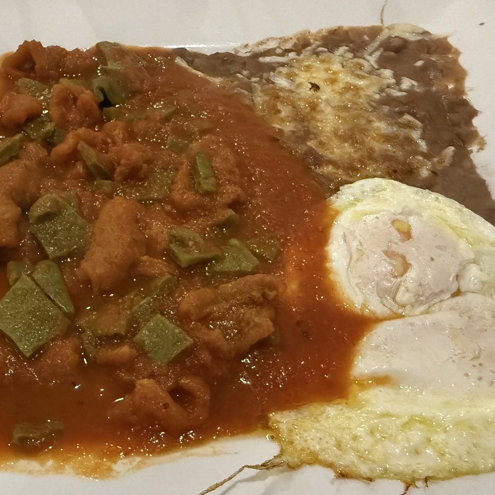 Chicharron with nopales and eggs Chicharron with nopales and eggs
