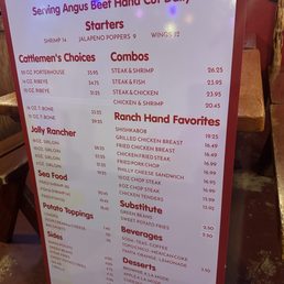 3 foot tall menu