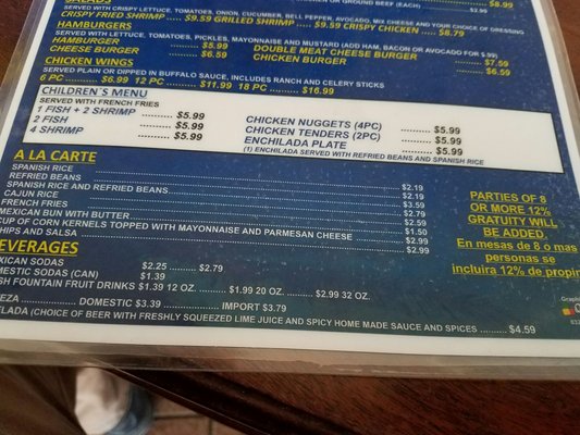 Menu photo 5 El Sinaloense Restaurant Baytown, TX
