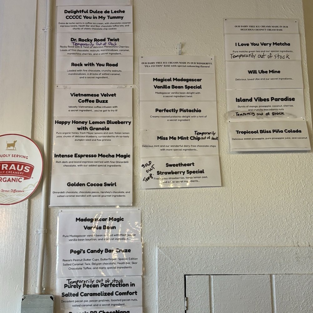 Chill Spot Rendezvous - Menu of ice cream flavors - they make their ice cream in house! - Ice Cream & Frozen Yogurt Near Me - San Mateo, California