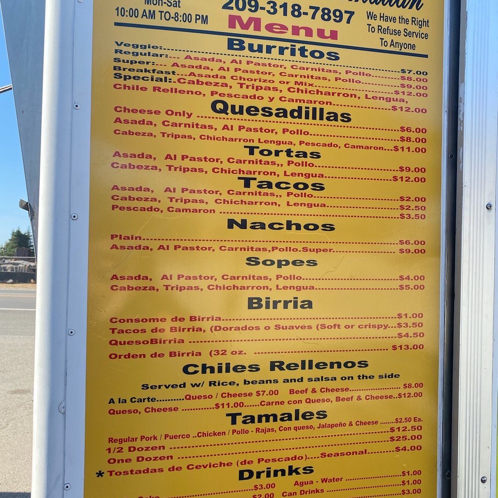 Santa Ana Amatlán - Menu - Food Trucks Near Me - Manteca, California Santa Ana Amatlán - Menu - Food Trucks Near Me - Manteca, California