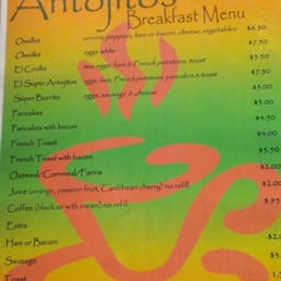 Breakfast menu