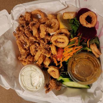 Pier 101 Seafood - Calamari and side salad - Seafood Near Me - Grover Beach, California Pier 101 Seafood - Calamari and side salad - Seafood Near Me - Grover Beach, California