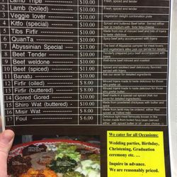 Abyssinia Ethiopian - Menu!