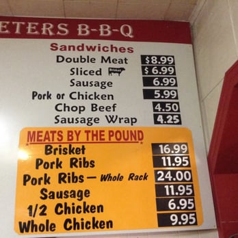 Peters BBQ - Menu with prices - Barbeque Near Me - Ellinger, Texas