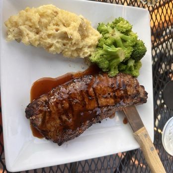 Summit Mountain Steakhouse - Strip steak, mashed potatoes, broccoli - American Near Me - Essex, Montana Summit Mountain Steakhouse - Strip steak, mashed potatoes, broccoli - American Near Me - Essex, Montana