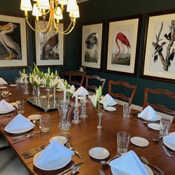 Orchard Hill Dining Room surrounded by James Audubon Prints. Amazing Scale!