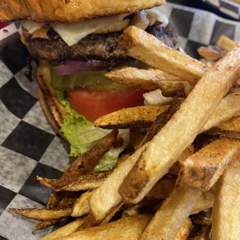 Naomi's Cafe - Mushroom Swiss burger with hand cut fries - Cafes Near Me - Willard, Missouri
