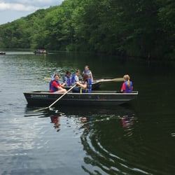 Rock Hill Camp - Campers rowing on the lake