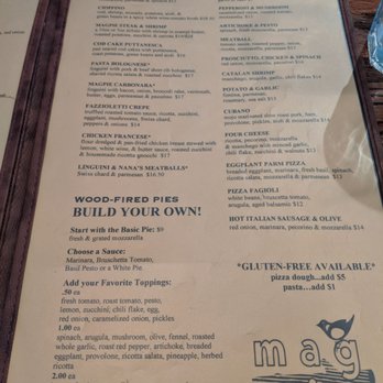 Magpie - Entrees and pizza menu. - Pizza Near Me - Greenfield, Massachusetts