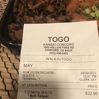 Kansai - Ordered Beef Teriyaki, they gave us chicken teriyaki - Sushi Bars Near Me - Concord, California Kansai - Ordered Beef Teriyaki, they gave us chicken teriyaki - Sushi Bars Near Me - Concord, California