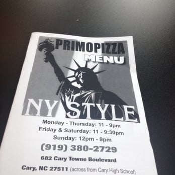 Primo Pizza NY Style - Menu - Pizza Near Me - Cary, North Carolina