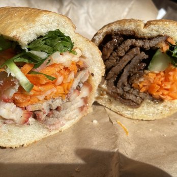 Mr Banh Mi - 14. Pork Belly Sandwich and BBQ 10. B.B.Q. Beef Sandwich - Vietnamese Near Me - San Francisco, California Mr Banh Mi - 14. Pork Belly Sandwich and BBQ 10. B.B.Q. Beef Sandwich - Vietnamese Near Me - San Francisco, California
