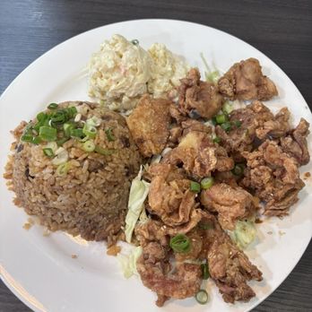 Jessica's - Garlic chicken with adobo fried rice & mac salad - Breakfast & Brunch Near Me - Aiea, Hawaii Jessica's - Garlic chicken with adobo fried rice & mac salad - Breakfast & Brunch Near Me - Aiea, Hawaii