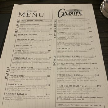 Grain Food Lounge - Menu - Canadian (New) Near Me - Kitchener, Ontario