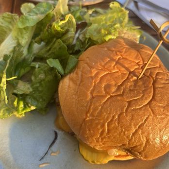 Fig Tree - Beach Smash Burger with a side salad - Cafes Near Me - Los Angeles, California