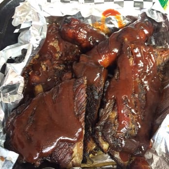 Robert Earl's BBQ - 3 meat combo..  Brisket, ribs, and links..  Yum! - Barbeque Near Me - Long Beach, California