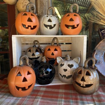 Thomas Pottery - Jack-O-Lanterns and Cat-O-Lanterns. Lites up with clip-light. - Commissioned Artists Near Me - Seagrove, North Carolina Thomas Pottery - Jack-O-Lanterns and Cat-O-Lanterns. Lites up with clip-light. - Commissioned Artists Near Me - Seagrove, North Carolina
