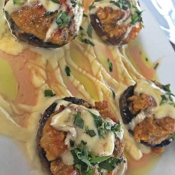 Cowfish - Lobster & cornbread stuffed mushrooms. To die for. - New American Near Me - Hampton Bays, New York Cowfish - Lobster & cornbread stuffed mushrooms. To die for. - New American Near Me - Hampton Bays, New York