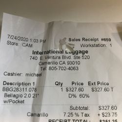 BRIC'S Milano - Different names and addresses on receipt