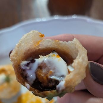 Curryish Tavern - Cross-section of my sweet potato dahl puri - Indian Near Me - Toronto, Ontario