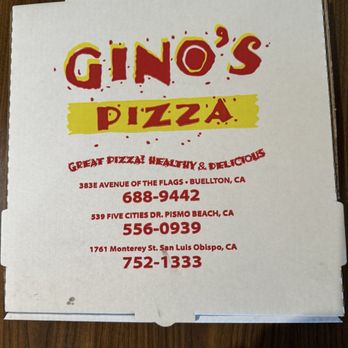 Gino's Pizza - If it's in this box...ya know it's FABULOUS! - Pizza Near Me - Pismo Beach, California