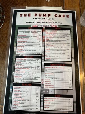 Menu photo 2 The Pump Cafe Springfield, OR