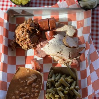 Smokey Mo's BBQ - They call it 3 meat plate but it's more like 3 meat sampler or 1/3 portion of 3 meats... - Barbeque Near Me - Spring Branch, Texas Smokey Mo's BBQ - They call it 3 meat plate but it's more like 3 meat sampler or 1/3 portion of 3 meats... - Barbeque Near Me - Spring Branch, Texas