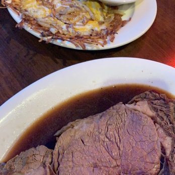 LPL's Restaurant & Pub - Regular Prim Rib cooked medium with hash browns smothered with cheese and onion and green beans. $24.95 - American Near Me - Council Bluffs, Iowa