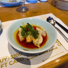 Chicken & Mushroom Jiaozi with Chili Oil (5pcs)红油饺子 (5只) Chicken & Mushroom Jiaozi with Chili Oil (5pcs)红油饺子 (5只)