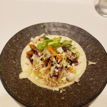 Uchiwa Ramen - Pork chasu taco (only 1 pictured here), but appetizer comes with 2 for $6. - Japanese Near Me - San Rafael, California Uchiwa Ramen - Pork chasu taco (only 1 pictured here), but appetizer comes with 2 for $6. - Japanese Near Me - San Rafael, California