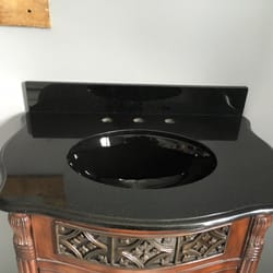 Saulo's Granite - Black Galaxy Granite Vanity with Premium Ogee edge.