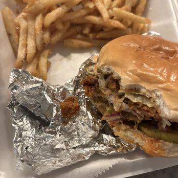 Brgr Stop - Nashville Hot Dirty Birdy Roasted Garlic Fries - Burgers Near Me - Coconut Creek, Florida Brgr Stop - Nashville Hot Dirty Birdy Roasted Garlic Fries - Burgers Near Me - Coconut Creek, Florida