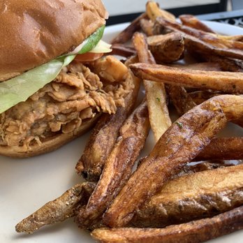 Kings Blu Jam Cafe - Spicy chicken sandwich x extra well done fries - Breakfast & Brunch Near Me - Spring, Texas