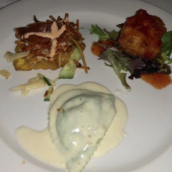 Caffe Vialetto - Appetizer combo was amazing. It included Pear ravioli, shrimp nugget and Tuna Tostones. - Italian Near Me - Coral Gables, Florida Caffe Vialetto - Appetizer combo was amazing. It included Pear ravioli, shrimp nugget and Tuna Tostones. - Italian Near Me - Coral Gables, Florida
