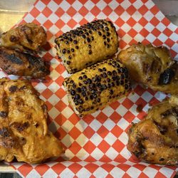 Chicken meal with corned Cobb side
