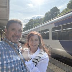 Buxton Railway Station - My wife and I at the train station.