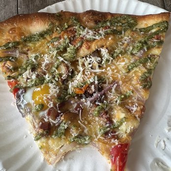The Cap’ns Slice - This is a photo of the smollet pizza slice with quail egg - Pizza Near Me - Berlin, Maryland