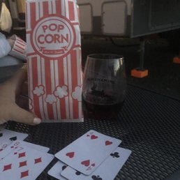 Free popcorn for movie watchers! (We bought the wine at their little store!) Free popcorn for movie watchers! (We bought the wine at their little store!)