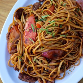 Las Brasas - Lomo Saltado (with linguine) @tiffhuangry - Latin American Near Me - Decatur, Georgia