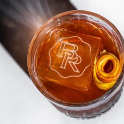 A manhattan from Big Rock Italian Chophouse with a monogrammed ice cube