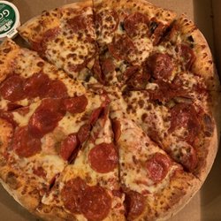Papa Johns Pizza - Half pepperoni half pepperoni and mushroom pizza